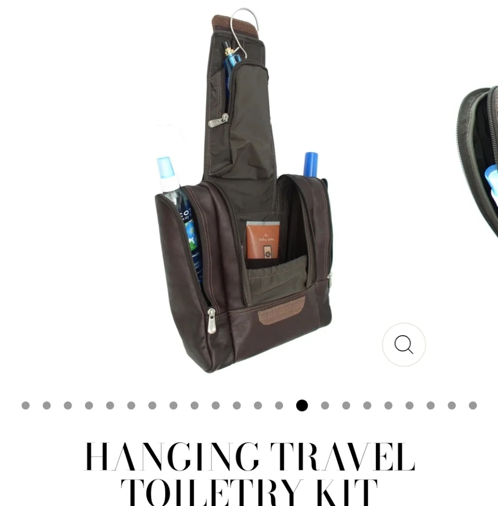 Brown Leather Hanging Travel Toiletry Kit NWOT - Picture 2 of 13